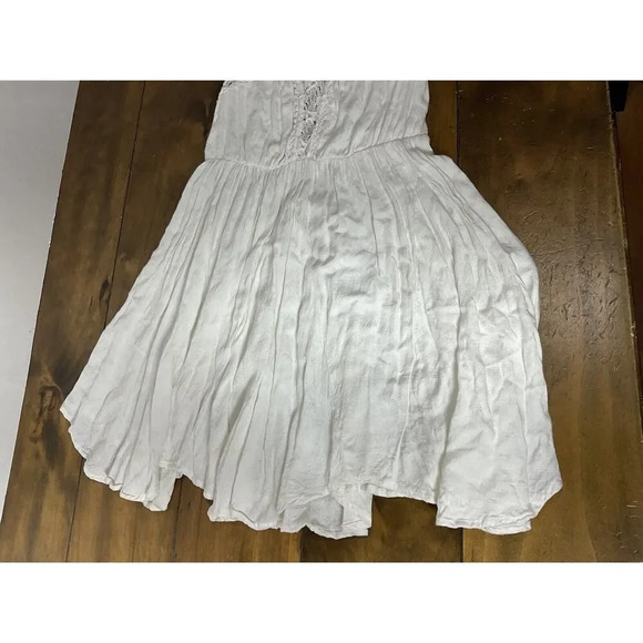 Free People Womens Dress Small White Lace Crochet Neckline Fiesta Mini Flowy - Picture 5 of 11